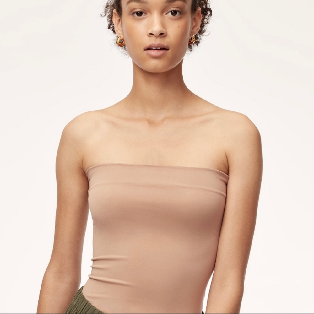 Aritzia Babaton Boyce Tan Seamless Tube Top – Italian Yarn Knit | Size M/L